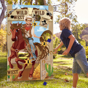 Western Party Cowboy Toss Games With 3 Bean Bags, Fun Western Game For Kids And Adults In Western Themed Activities Western Cowboy Decorations And Supplies