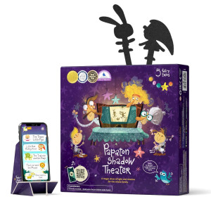 Papaton Shadow Puppet Theater - 32 Shadow Puppets - Award Winning Toy, Family Storytelling Board Game, Downloadable App, Birthday Gift For 3 4 5 6 7 8 Years Kids
