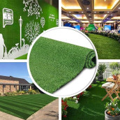 Synthetic Artificial Grass Turf 9Ftx12Ft, Indoor Outdoor Balcony Garden Pet Rug Turf Home Decor, Faux Grass Rug Carpet With Drainage Holes