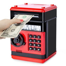 Refasy Children Toy For 5-7 Year Old Girls,Piggy Banks Toy For 8-16 Year Old Girls Boys Birthday Toy Gifts ,Coin Atm Electronic Piggy Banks Great Christmas Ideas For Kids Red