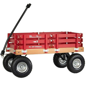 Berlin Flyer Sport Kid'S Wagon - Model F410 - Amish Made In Ohio, Usa - 10" No-Flat Tires (Red)
