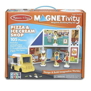 Melissa & Doug Magnetivity Magnetic Tiles Building Play Set - Pizza & Ice Cream Shop