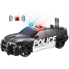 Iyeam Police Car Toy Plastic Pursuit Rescue Vehicle With Sirnes Sound And Light For Kids Toddlers Boys 1:20