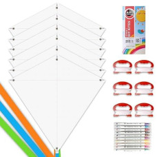 Mint'S Colorful Life Diy Kites For Kids Kite Making Kit Bulk, Decorating Coloring Kite Party Pack,White Diamond Kite Kits (6 Pack)