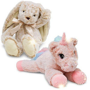 Dragon Drew Unicorn And Bunny Stuffed Animals - 2 Soft Plush Animal Toys For Baby, Toddler And Kids - Cute And Cuddly Friends For Boy Or Girl - Great Gift For Easter, Christmas, Birthday