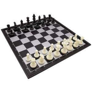 9.8 Magnetic Travel Chess Set For Adults And Kids With Outdoor Portable Folding Chess Board Black & White Color