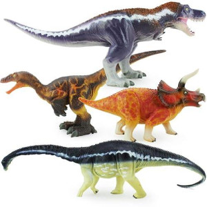 Boley 4 Pack Jumbo Authentic Dinosaur Toys, Gosnell Model - Educational Plastic Dinosaur Toy Play Set - Great As Kids Birthday Gifts And Dinosaur Party Supplies For Boys, Toddlers, And 5-6 Year Olds