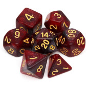 Haxtec Glitter Dnd Dice Set 7Pcs Polyhedral D&D Nebula Dice For Roleplaying Dice Games As Dungeons And Dragons (Red Black Nebula)