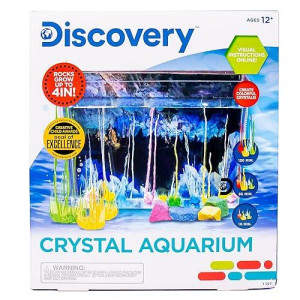 Discovery Kids Crystal Aquarium, Includes Growing Magic Rocks, Aquarium & Bonus Poster, Diy Crystal Growing Kit, Rock Science Kit, Cool Stem Gift, Science Kit For Girls And Boys Ages 12+ 4 Inches