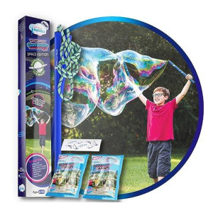 Wowmazing Giant Bubble Kit: Space - Incl. Wand, 2 Big Bubble Concentrate Pouches And 8 Glow-In-The-Dark Stickers | Outdoor Toy For Kids, Girls | Bubbles Made In The Usa - Space Kit