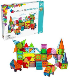 Magna-Tiles Metropolis 110-Piece Magnetic Construction Set, The Original Magnetic Building Brand