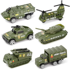Diecast Military Vehicles Army Toy Mini Pocket Size Play Models Truck Tanks Helicopter For Kids Boys Age 3 4 5,Pack Of 6