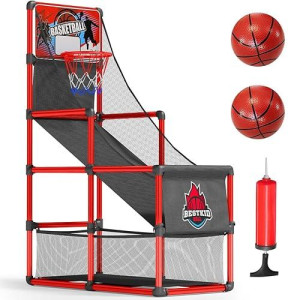 Bestkid Ball Kids Basketball Hoop Single Shot System Arcade Game Set: Indoor & Outdoor Sports Toys For Boys & Girls, Includes Ball & Shot Counter, Ideal Party Gifts For Little Athletes Ages 3-9.