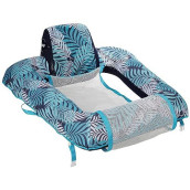 Aqua Zero Gravity Pool Chair Float - Inflatable, Heavy-Duty Adult Pool Chair For Floating - Blue Fern