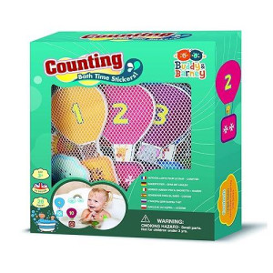Buddy & Barney Counting Numbers Bath Time Stickers - 1 To 10 Foam Bath Letters And Numbers Stickers For Kids | Bath Toy Gift For Children | Pack Of 20 Reusable Stickers For Kids With Mesh Storage Bag