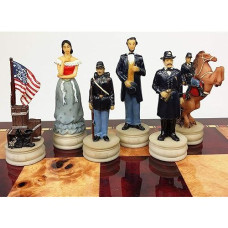 Us American Civil War Queens Set Of Chess Men Pieces Hand Painted - No Board