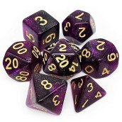 Haxtec Nebula Dnd Dice Set 7Pcs Polyhedral D&D Dice For Roleplaying Dice Games As Dungeons And Dragons Pathfinder Warhammer Etc. (Purple Black Nebula)
