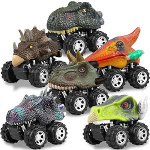 Dinosaur Toys Pull Back Cars For Boy, Dino Car Toy Set For Kids, Pull Back Vehicles For T-Rex Dinosaur Games, Birthday Gifts For Age 2 3 4 5 6 Year Old Toddlers Boys Girls (6 Pack)