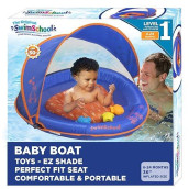 Swimschool Deluxe?Baby Float With Adjustable Canopy?- 6-24 Months -?Baby Swim Float?With Splash & Play Activity Center Safety Seat - Blue/Orange