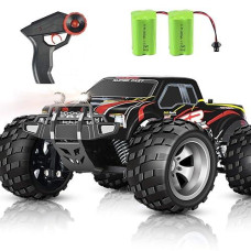 Double E Rc Cars 4Wd High Speed 20 Km/H, 2.4Ghz 1:18 Scale All Terrains Off Road Monster Truck With Led Headlight And Rechargeable Batteries For Kids Boys And Adults