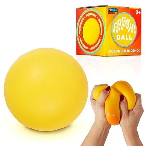 Power Your Fun Arggh Giant Stress Ball For Adults And Kids - Jumbo Anxiety Relief Ball Fidget Toy, Color-Changing Anti Stress Sensory Ball Squishy Toy For Girls And Boys (Yellow/Orange)