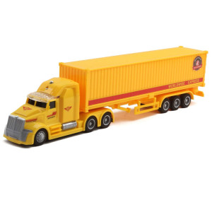 Vokodo Toy Semi Truck Trailer 14.5 Friction Powered With Lights And Sound Back Opens Kids Push And Go Big Rig Carrier Transport Vehicle Semi-Truck Pretend Play Car Great Gift For Children Boys Girls