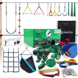 B Branton Ninja Obstacle Course For Kids - 2 X 50Ft Ninja Kit With Many Accessories For Kids (Inc Hammock Swing)
