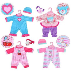 4-Sets Doll Clothes Include Rompers Headband