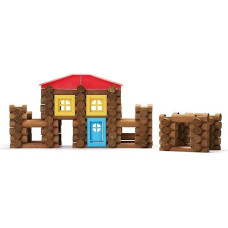 Sainsmart Jr. 150 Pcs Wooden Log Cabin Set Building House Toy For Toddlers, Classic Tinker Construction Kit With Colorful Wood Blocks For 3+ Years Old, Kid