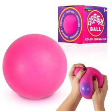 Power Your Fun Arggh Stress Ball For Adults And Kids - 3.75 Inch Large Anxiety Relief Ball Fidget Toy, Color-Changing Calm Stress Relief Kid Sensory Balls Squishy Toys For Girls And Boys (Pink/Purple)