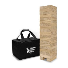 Yard Games Large Tumbling Timbers With Carrying Case | Starts At 2-Feet Tall And Builds To Over 4-Feet | Made With Premium Pine Wood