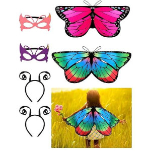 Gejoy 6 Pieces Butterfly Costume With Mask Antenna Headband For Kids Halloween Party (Stylish Style)