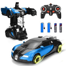 Ursulan Transform Remote Control Cars For Boys, Deformed Robot Toy With 360 Speed Drifting, One Button Transformation Cars For Kid Age 3-8, Holiday Toy Xmas Gifts For Boys And Girls (Blue)
