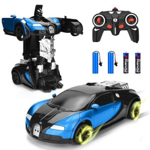 Ursulan Transform Remote Control Cars For Boys, Deformed Robot Toy With 360 Speed Drifting, One Button Transformation Cars For Kid Age 3-8, Holiday Toy Xmas Gifts For Boys And Girls (Blue)