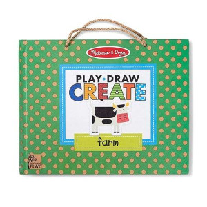 Melissa & Doug Natural Play: Play, Draw, Create Reusable Drawing & Magnet Kit - Farm (38 Magnets, 5 Dry-Erase Markers)