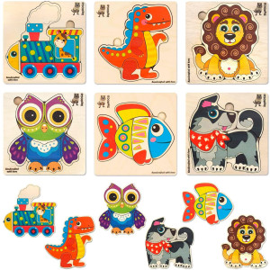 Quokka Wooden Puzzles For Toddlers 1-3 - 6Xset Toddler Puzzles Ages 2-4 - Wood Learning Montessori Toys 3-5 Year Old - Preschool Animal Travel Game Gift For Boys & Girls