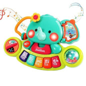 Zooawa Baby Piano Toy 6-12 Months Elephant Music Baby Toys For 6 9 12 18 Months Boys Girls Gifts, Light Up Piano Keyboard Infant Toys, Christmas Keyboard Piano Toy, Gift For 1-Year-Old Boys Girls