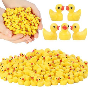 100 Pcs Yellow Tiny Ducks, Mini Resin Ducks Miniature Duck Figures Ornament For Craft, Dollhouse, Slime, Home Decorations Birthday Party Favors Gift