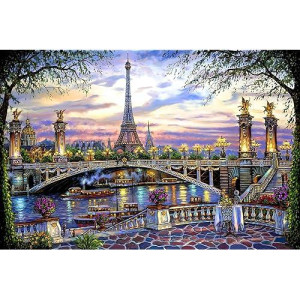 1000 Pieces Puzzles For Adult Wooden Jigsaw Puzzle 1000 Piece Puzzle Adult Children Elderly Puzzle Flower Eiffel Tower Paris Bridge Puzzle Gift For Mom Dad Family Friend Home Decor Wall Art 29.5X20In