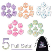 Dnd Dice, 5 X 7 Sets (35 Pieces) Polyhedron Dice For Dungeons & Dragons Rpg Mtg Dnd Tabletop Game With 1 Free Pouch D4 D8 D10 D12 D20
