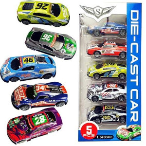 Himeeu Pull Back Racing Cars Die Cast Race Car Vehicles,3 Inch Metal Friction Powered Car Toys For Toddlers, Set Of 5 (Racing Cars)