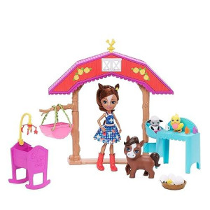 Enchantimals Barnyard Nursery Playset With Haydie Horse Doll (6-Inch), Trotter Horse, 3 Additional Animal Figures, And 10+ Accessories, Great For 3-8 Year Olds