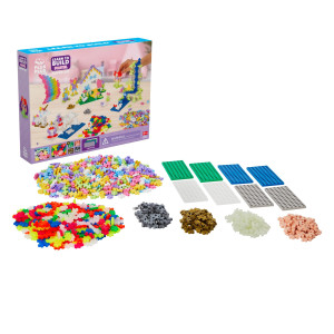 Plus-Plus - Learn To Build Super Set - Pastel Mix, 1,200 Pieces W/ 4 Baseplates - Construction Building Stem/Steam Toy, Interlocking Mini Puzzle Blocks For Kids