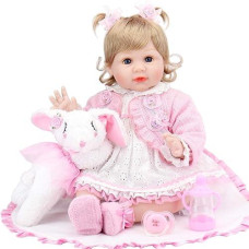 Aori Lifelike Baby Dolls Real Life Baby Dolls 22 Inch Realistic Girl Todder Dolls With Bunny Toy Doll Set For Girls Age 3+