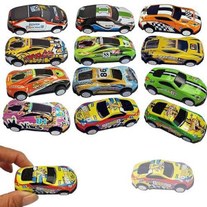Himeeu 12 Pull Back Racing Cars Die Cast Race Car Vehicles Playset,2.7 Inch Metal Friction Powered Car Toys For Toddlers