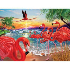 Heritage Puzzle Flamingo Bay By Howard Brower - 550 Pieces - 24" X 18" Finished Size