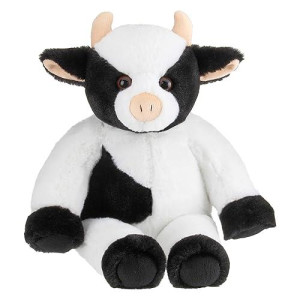 Bearington Cowlin The Cow Plush Toy: 15 Tall Friendly Stuffed Farm Animal, Black And White With Velour Fur And Soft Horns; Surface Washable; Great Gift For Boys, Girls, And Animal Lovers Of All Ages