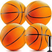 Mini Basketballs - (7 Inch, Size 3) Pack of 4 - Mini Hoop Basketball Set with Air Pump for Indoor, Outdoor, Pool Parties, Small Hoops Basketball Game Party Favors for Kids by Bedwina