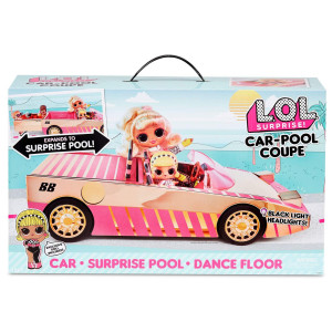 LOL Surprise car Pool coupe with Exclusive Doll, and Dance Floor - Toy car Playset with Black Light Headlight and Play Set Accessories - great Birthday gift for Kids Ages 6-8 Years