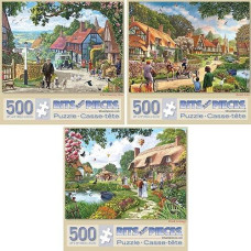 Bits And Pieces - 500 Piece Jigsaw Puzzles For Adults - Value Set Of Three (3) - Rural Countryside Large Piece Jigsaws By Artist Steve Crisp - 18"X24"